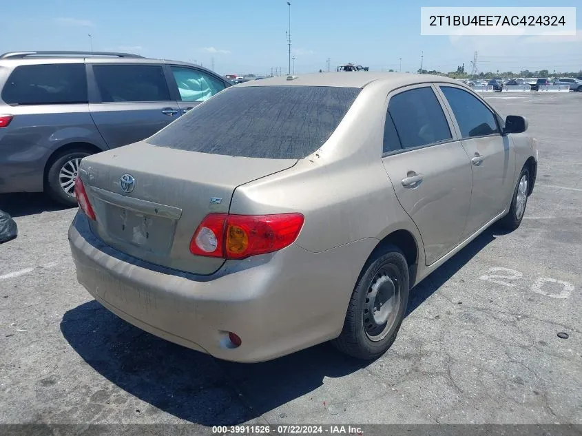 2010 Toyota Corolla Le VIN: 2T1BU4EE7AC424324 Lot: 39911526