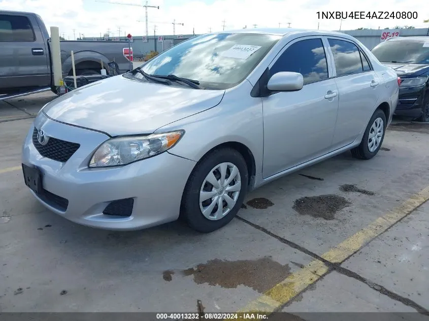 1NXBU4EE4AZ240800 2010 Toyota Corolla Le