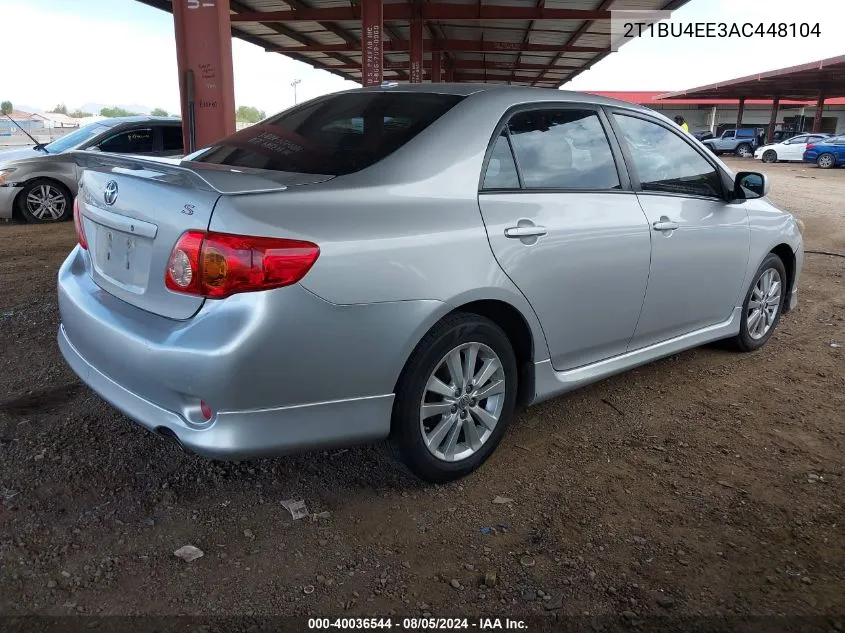 2010 Toyota Corolla S VIN: 2T1BU4EE3AC448104 Lot: 40036544