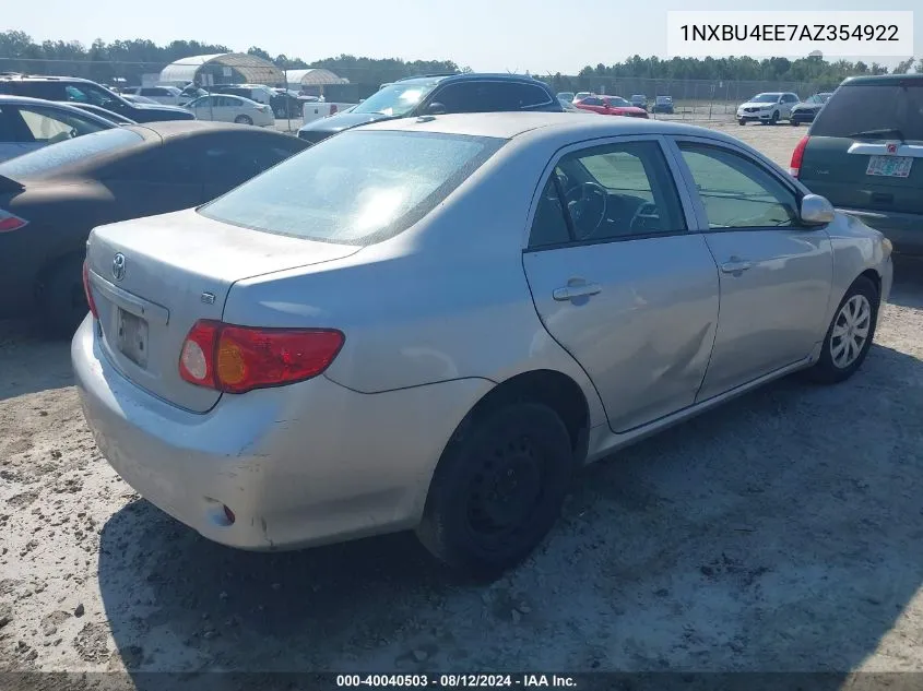 2010 Toyota Corolla Le VIN: 1NXBU4EE7AZ354922 Lot: 40040503