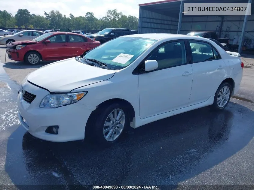 2010 Toyota Corolla S VIN: 2T1BU4EE0AC434807 Lot: 40049898