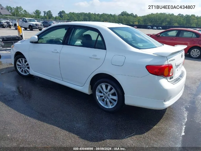 2010 Toyota Corolla S VIN: 2T1BU4EE0AC434807 Lot: 40049898