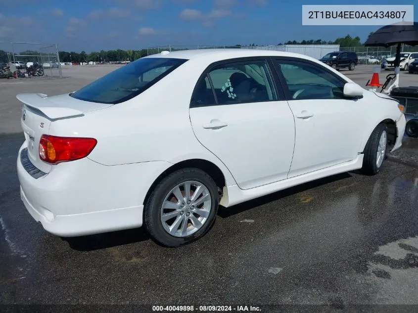 2010 Toyota Corolla S VIN: 2T1BU4EE0AC434807 Lot: 40049898