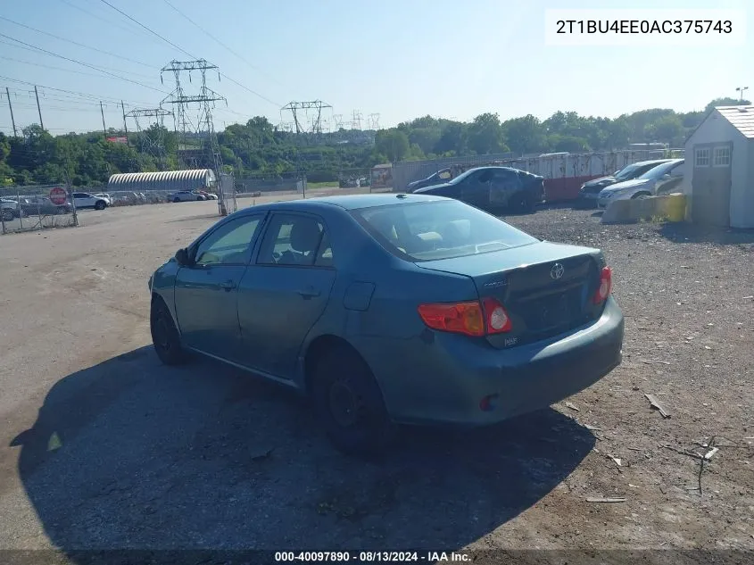 2T1BU4EE0AC375743 2010 Toyota Corolla Le