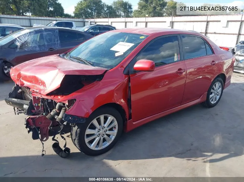 2010 Toyota Corolla S VIN: 2T1BU4EEXAC357685 Lot: 40106635