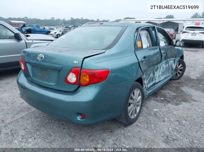 2010 Toyota Corolla Le VIN: 2T1BU4EEXAC519699 Lot: 40108392