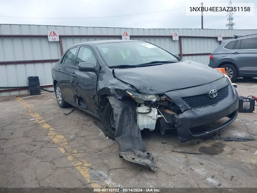 2010 Toyota Corolla Le VIN: 1NXBU4EE3AZ351158 Lot: 40110752