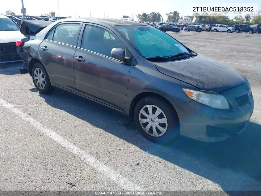 2010 Toyota Corolla Le VIN: 2T1BU4EE0AC518352 Lot: 40147563