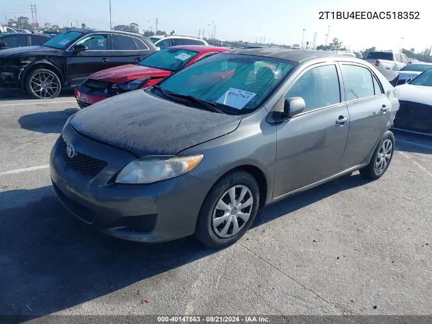 2010 Toyota Corolla Le VIN: 2T1BU4EE0AC518352 Lot: 40147563