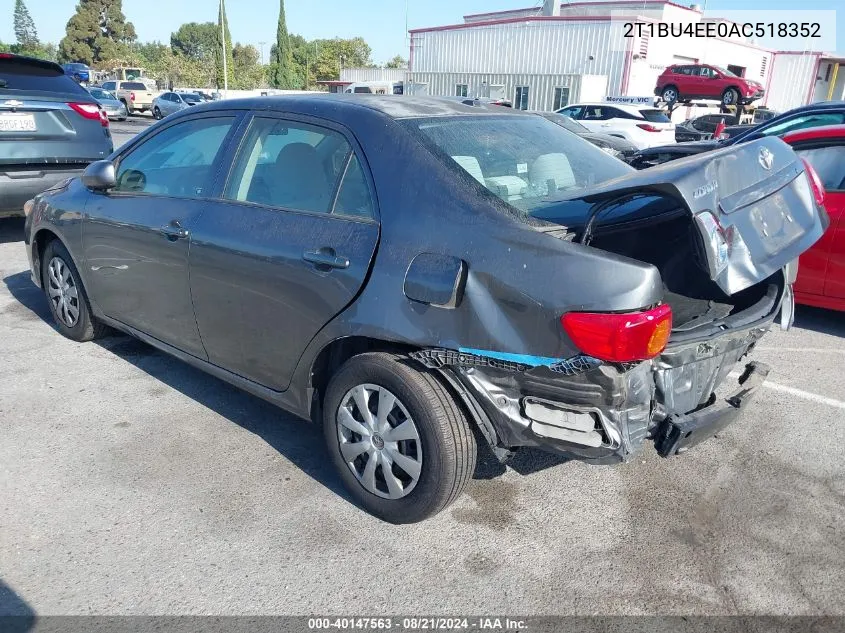 2010 Toyota Corolla Le VIN: 2T1BU4EE0AC518352 Lot: 40147563