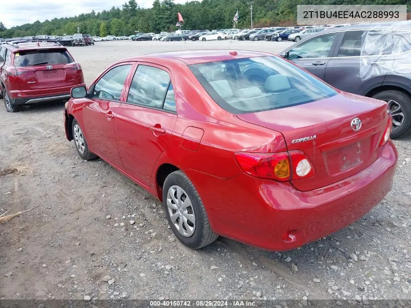 2010 Toyota Corolla Le VIN: 2T1BU4EE4AC288993 Lot: 40150742