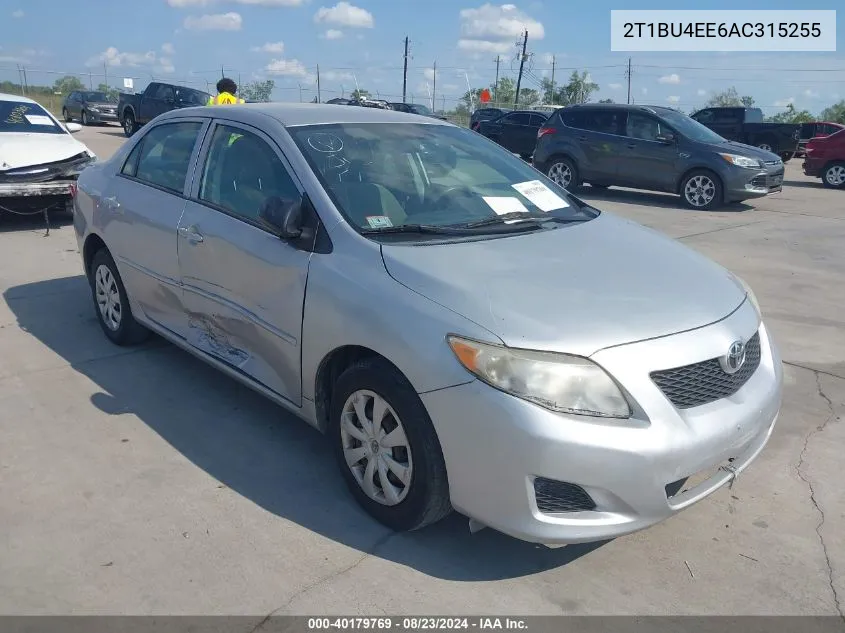 2010 Toyota Corolla VIN: 2T1BU4EE6AC315255 Lot: 40179769