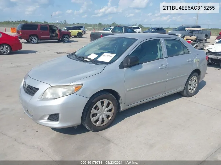 2010 Toyota Corolla VIN: 2T1BU4EE6AC315255 Lot: 40179769