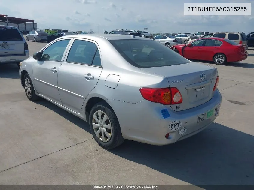 2010 Toyota Corolla VIN: 2T1BU4EE6AC315255 Lot: 40179769