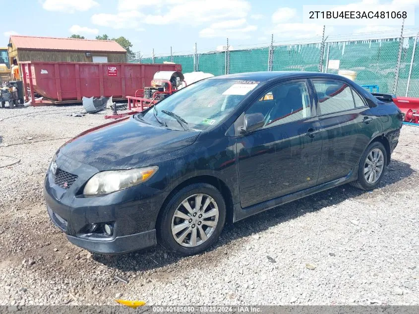 2010 Toyota Corolla S VIN: 2T1BU4EE3AC481068 Lot: 40185850