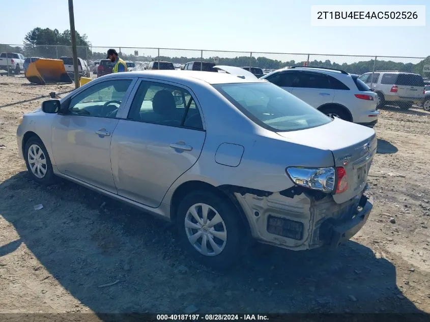 2010 Toyota Corolla Le VIN: 2T1BU4EE4AC502526 Lot: 40187197