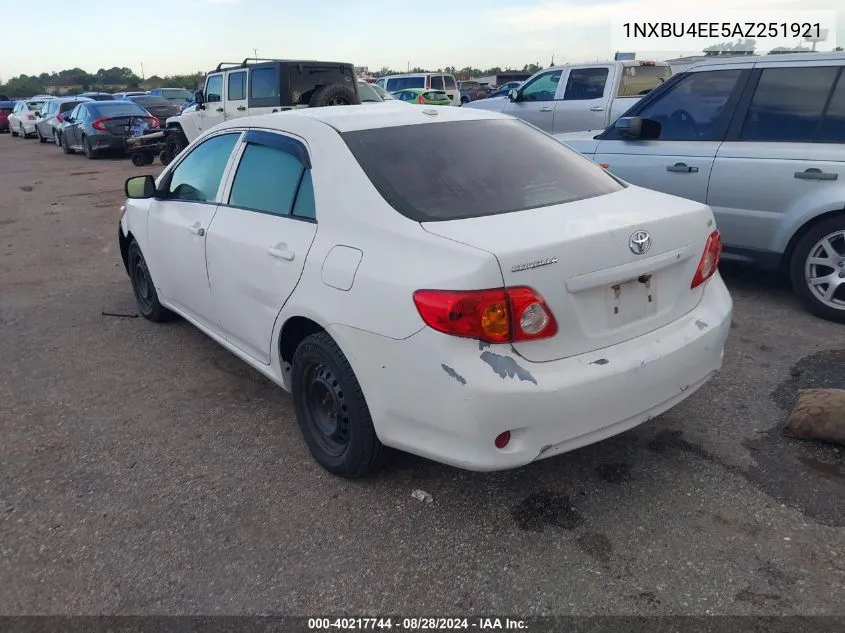 2010 Toyota Corolla Le VIN: 1NXBU4EE5AZ251921 Lot: 40217744