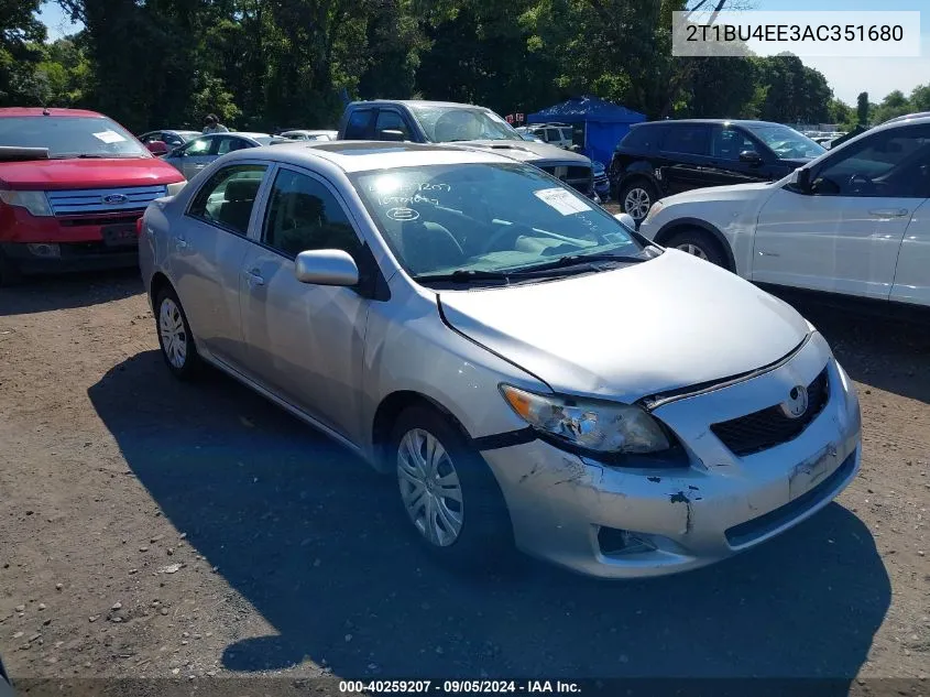 2010 Toyota Corolla S/Le/Xle VIN: 2T1BU4EE3AC351680 Lot: 40259207