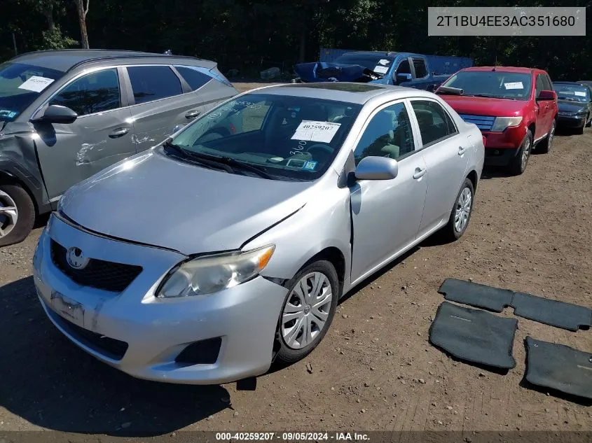 2010 Toyota Corolla S/Le/Xle VIN: 2T1BU4EE3AC351680 Lot: 40259207