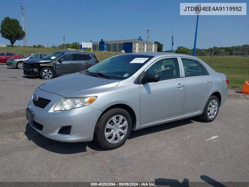 2010 Toyota Corolla Le VIN: JTDBU4EE4A9119952 Lot: 40282094