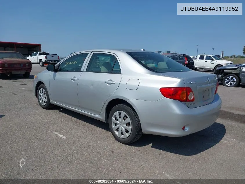 2010 Toyota Corolla Le VIN: JTDBU4EE4A9119952 Lot: 40282094