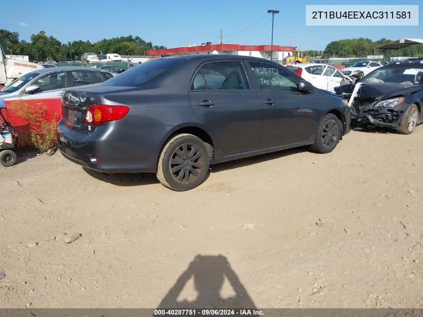 2010 Toyota Corolla Le VIN: 2T1BU4EEXAC311581 Lot: 40287751