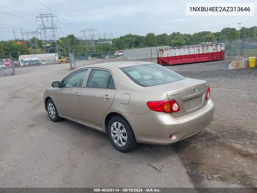 2010 Toyota Corolla Le VIN: 1NXBU4EE2AZ313646 Lot: 40305114