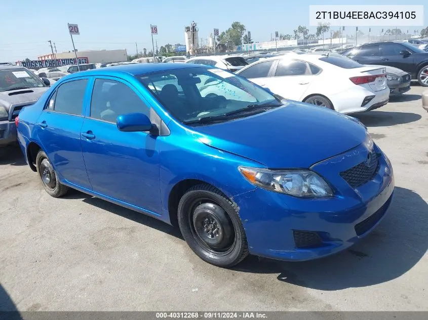 2010 Toyota Corolla S/Le/Xle VIN: 2T1BU4EE8AC394105 Lot: 40312268