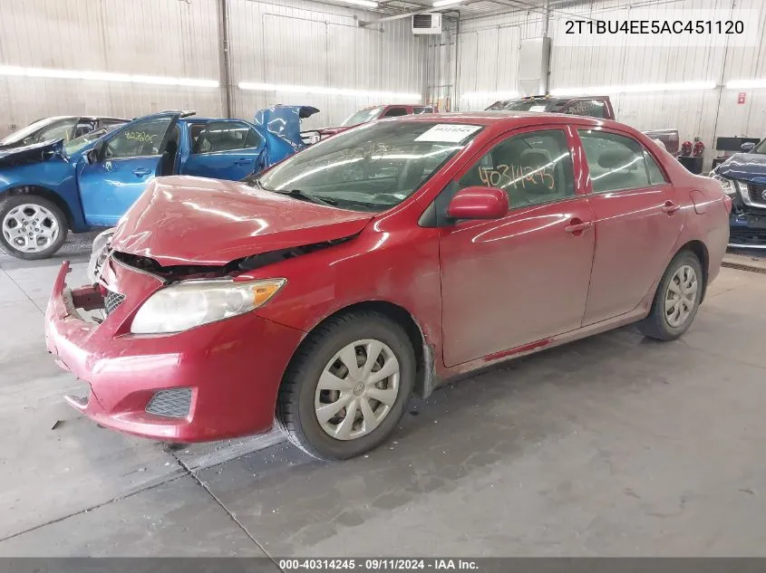 2010 Toyota Corolla S/Le/Xle VIN: 2T1BU4EE5AC451120 Lot: 40314245