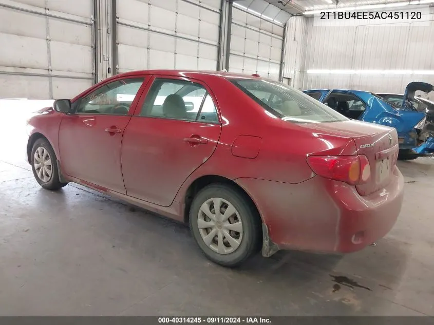 2010 Toyota Corolla S/Le/Xle VIN: 2T1BU4EE5AC451120 Lot: 40314245