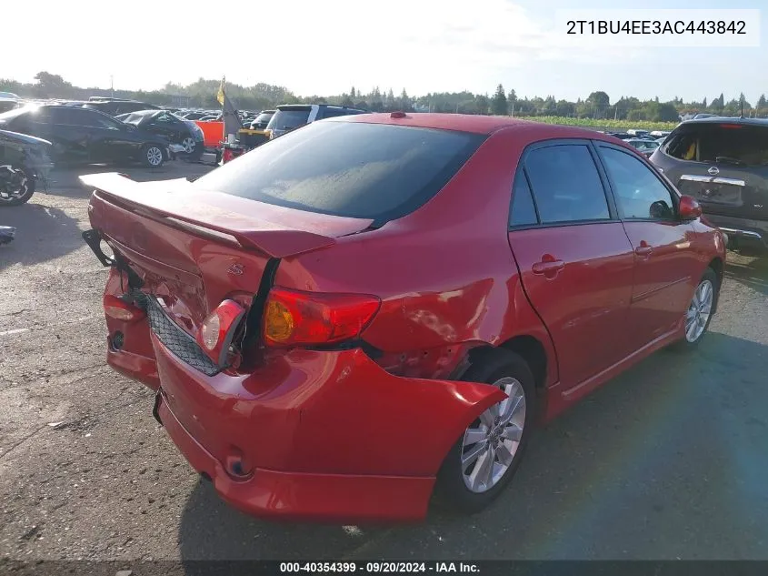 2010 Toyota Corolla S VIN: 2T1BU4EE3AC443842 Lot: 40354399