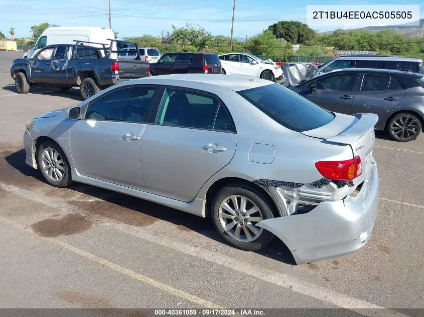 2010 Toyota Corolla S VIN: 2T1BU4EE0AC505505 Lot: 40361059