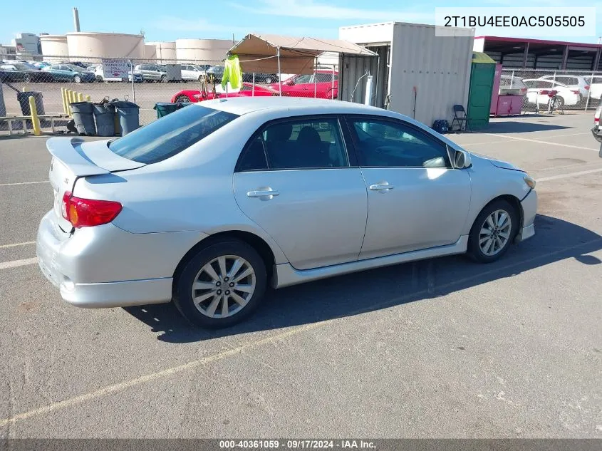 2010 Toyota Corolla S VIN: 2T1BU4EE0AC505505 Lot: 40361059