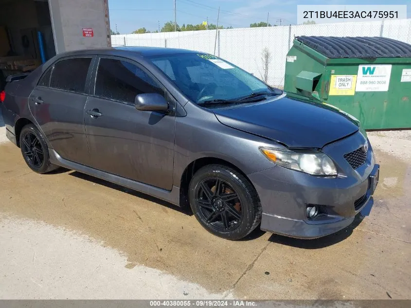 2010 Toyota Corolla S VIN: 2T1BU4EE3AC475951 Lot: 40380055