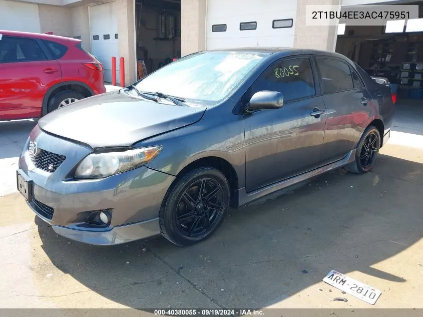 2010 Toyota Corolla S VIN: 2T1BU4EE3AC475951 Lot: 40380055