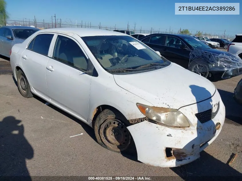 2010 Toyota Corolla Le VIN: 2T1BU4EE2AC389286 Lot: 40381525