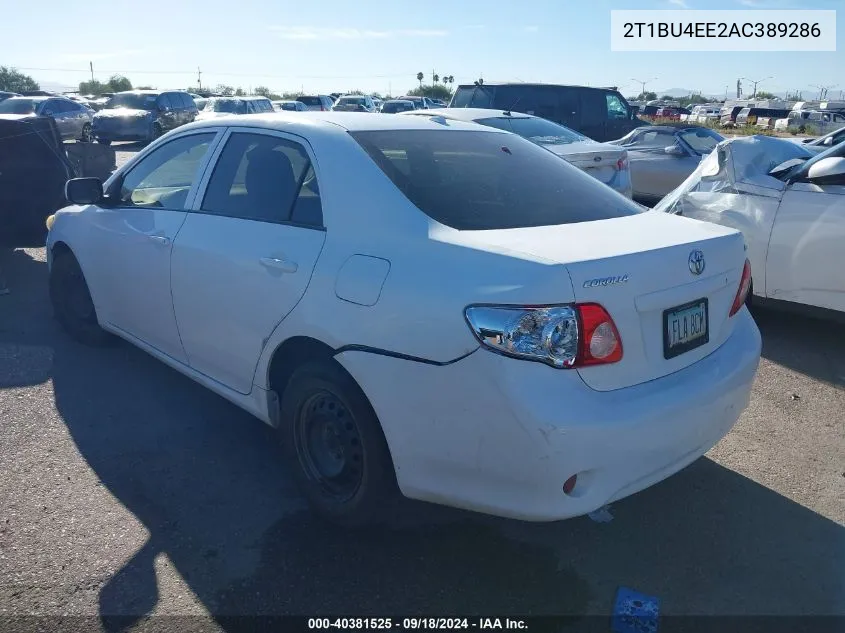 2010 Toyota Corolla Le VIN: 2T1BU4EE2AC389286 Lot: 40381525