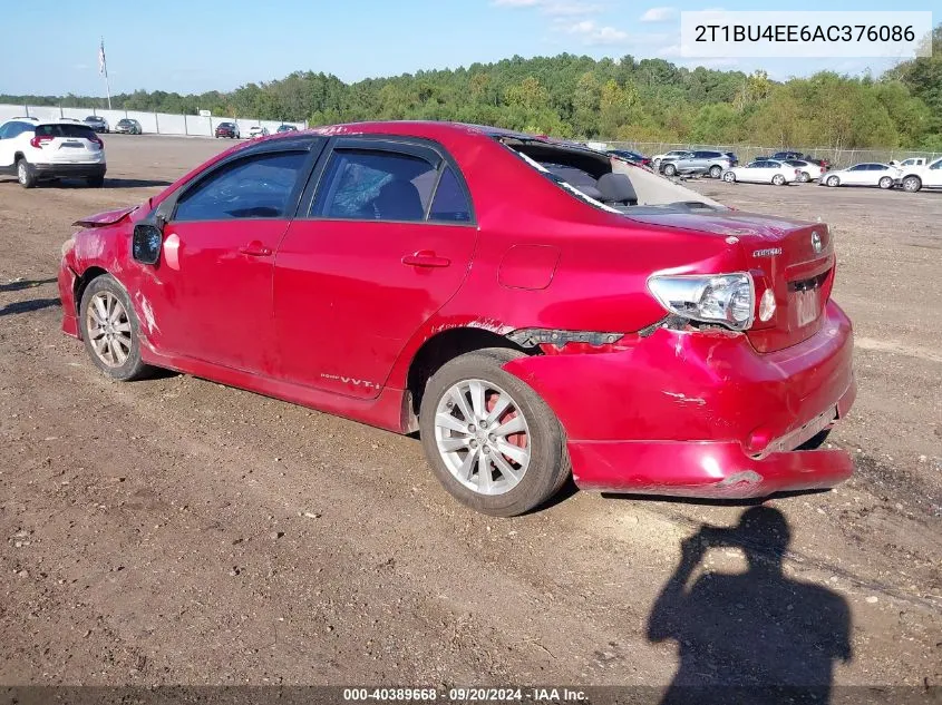 2010 Toyota Corolla S VIN: 2T1BU4EE6AC376086 Lot: 40389668