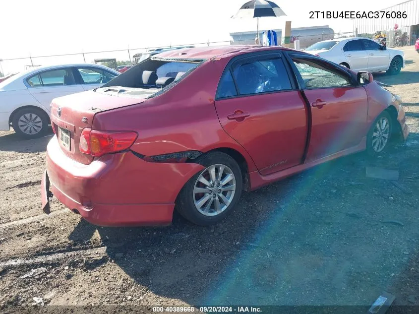 2010 Toyota Corolla S VIN: 2T1BU4EE6AC376086 Lot: 40389668