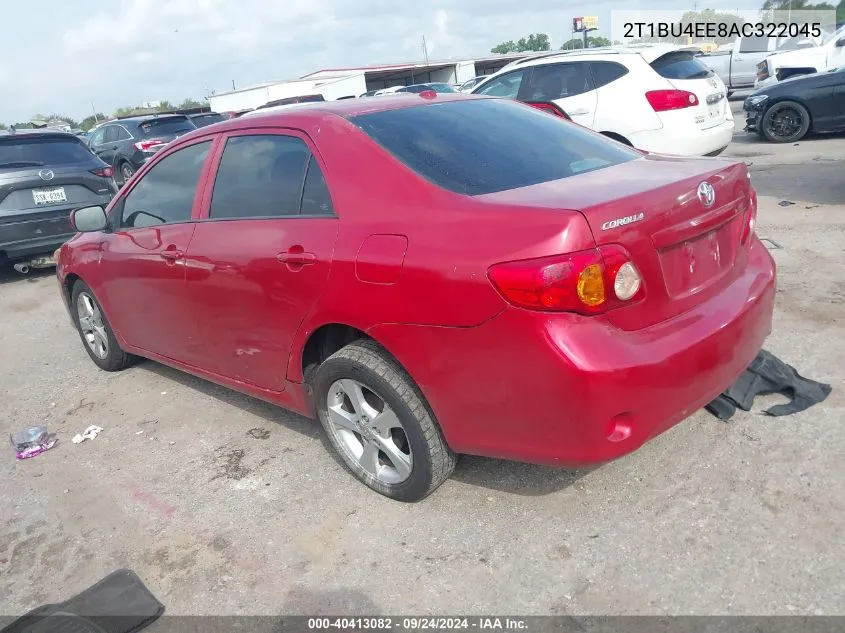 2010 Toyota Corolla S/Le/Xle VIN: 2T1BU4EE8AC322045 Lot: 40413082