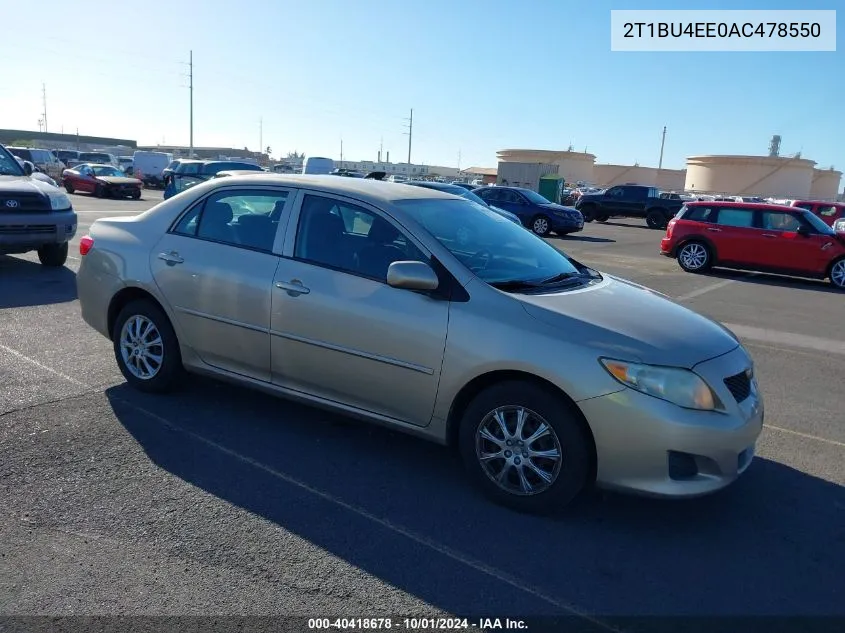 2010 Toyota Corolla S/Le/Xle VIN: 2T1BU4EE0AC478550 Lot: 40418678