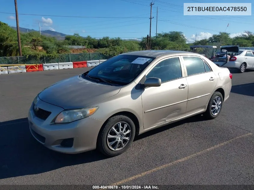 2010 Toyota Corolla S/Le/Xle VIN: 2T1BU4EE0AC478550 Lot: 40418678