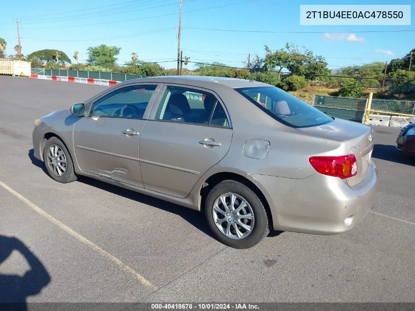 2010 Toyota Corolla S/Le/Xle VIN: 2T1BU4EE0AC478550 Lot: 40418678