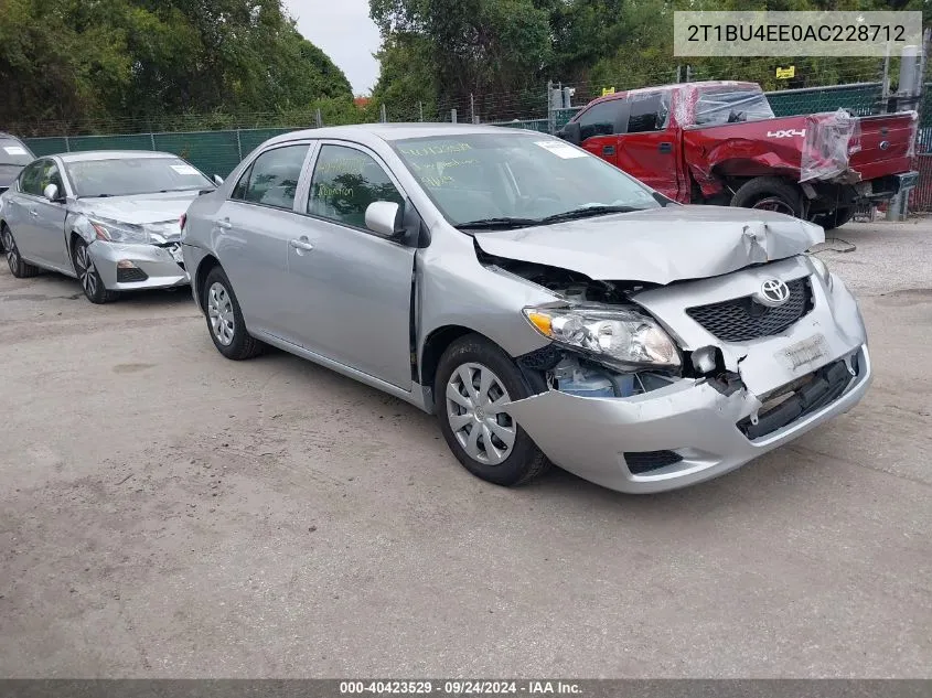 2010 Toyota Corolla Le VIN: 2T1BU4EE0AC228712 Lot: 40423529