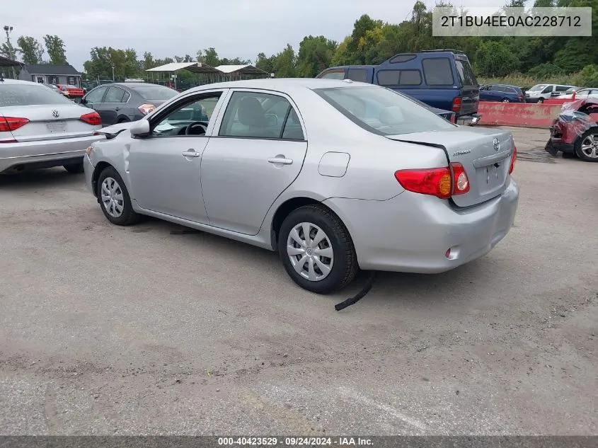 2010 Toyota Corolla Le VIN: 2T1BU4EE0AC228712 Lot: 40423529