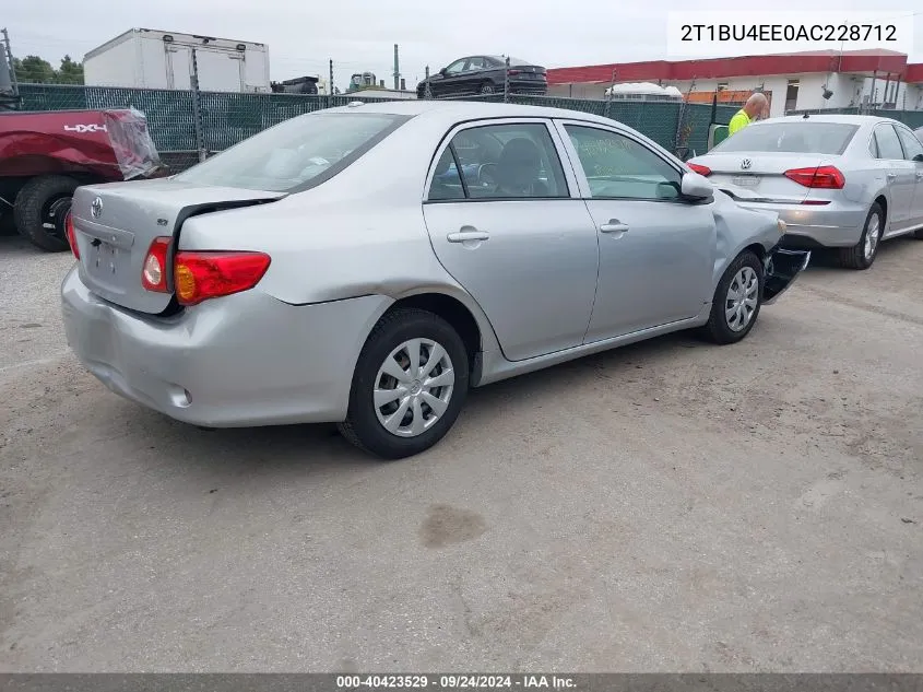 2010 Toyota Corolla Le VIN: 2T1BU4EE0AC228712 Lot: 40423529