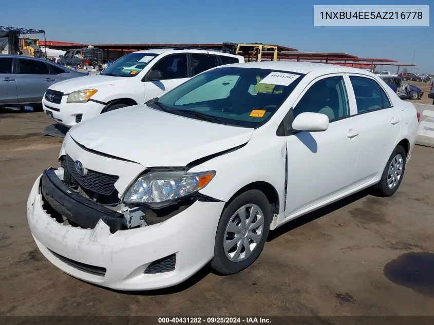 2010 Toyota Corolla Le VIN: 1NXBU4EE5AZ216778 Lot: 40431282