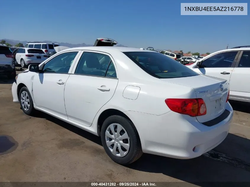 2010 Toyota Corolla Le VIN: 1NXBU4EE5AZ216778 Lot: 40431282