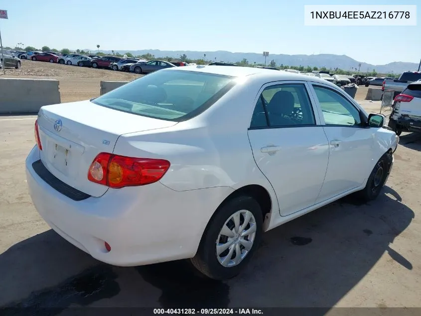 2010 Toyota Corolla Le VIN: 1NXBU4EE5AZ216778 Lot: 40431282