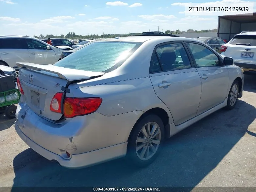 2010 Toyota Corolla S/Le/Xle VIN: 2T1BU4EE3AC429939 Lot: 40439107